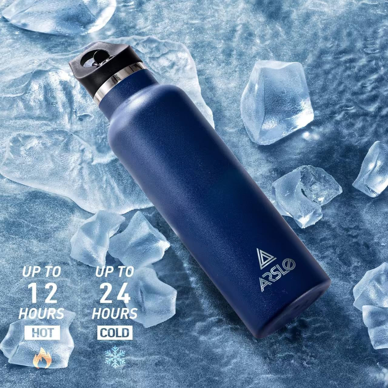Stainless Steel Double Wall Water Bottles, Vacuum Insulated Bottle with Straw Lid, Insulated Water Bottle Keeps Water Cold for 24 Hours, Hot for 12 Hours, Hiking, Sports
